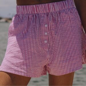 Daily Drills Pink Striped Seersucker Shorts